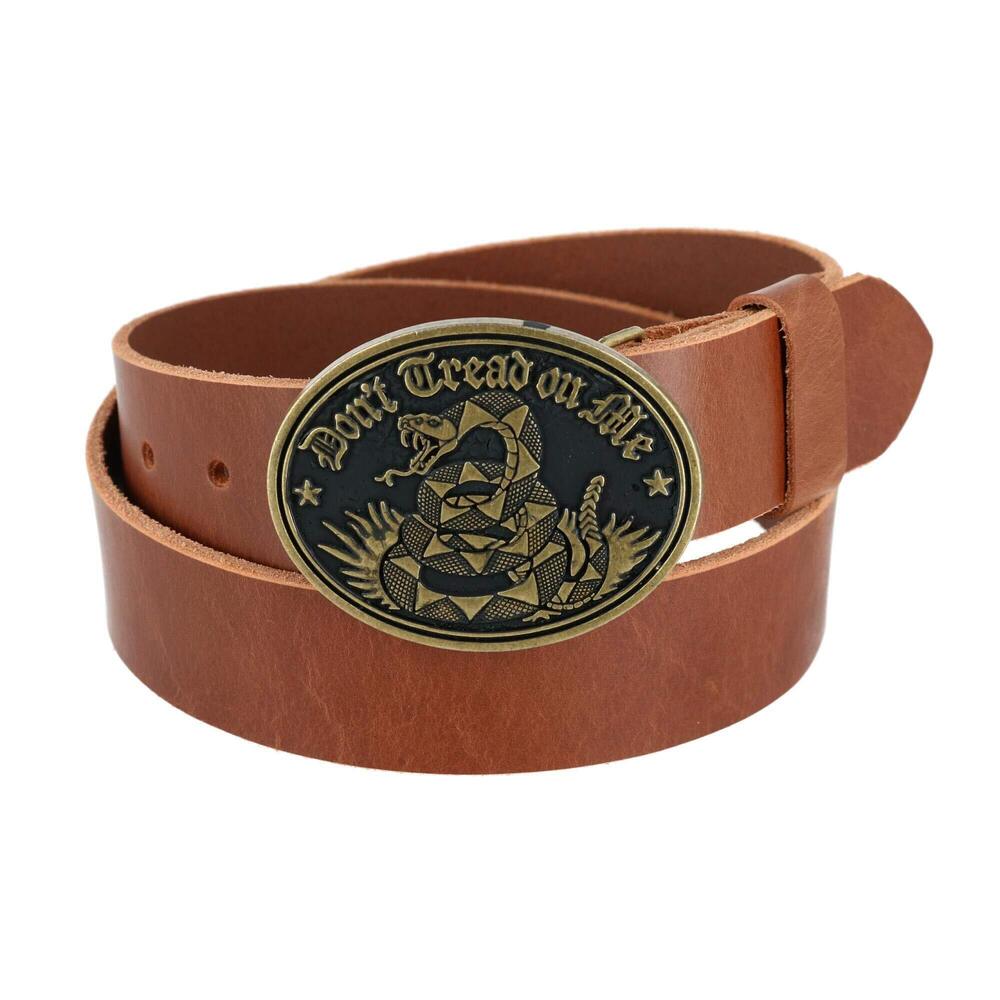 3983 Bridle Belt Don't Tread on Me Buckle 2 Buckle Set, 32, Tan